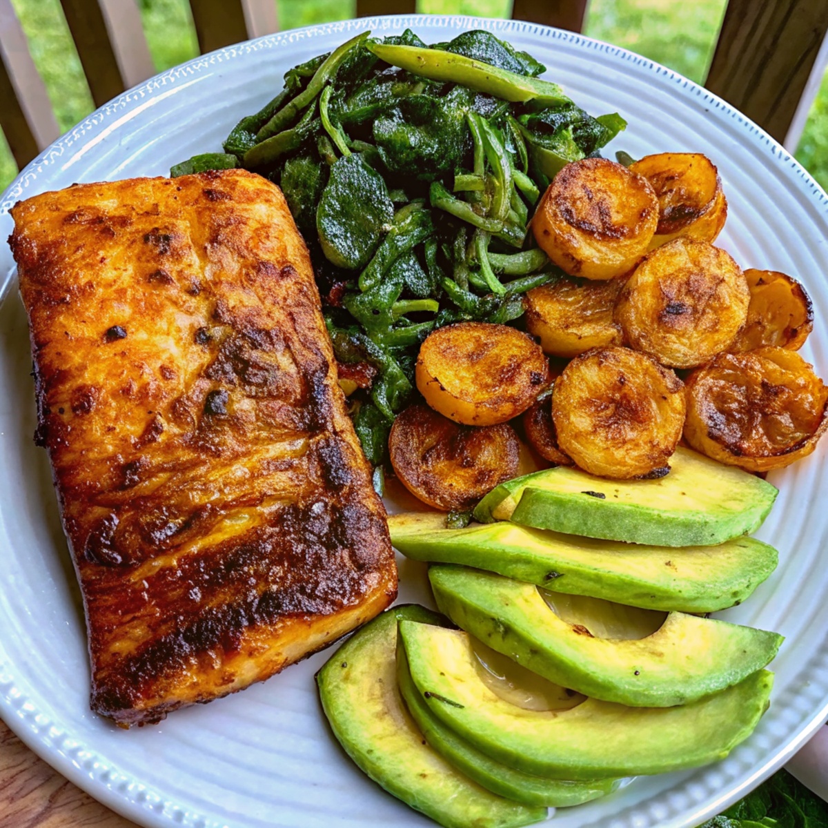 Air Fryer Salmon And Fried Plantains Dinner