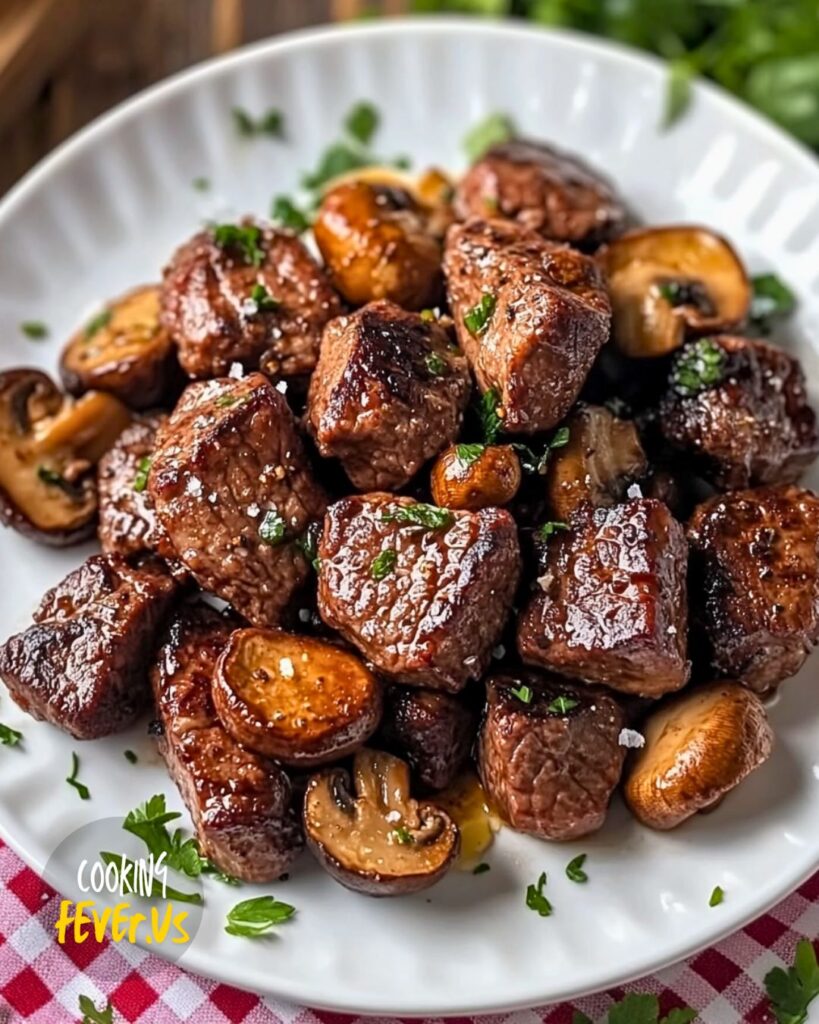 Air Fryer Steak Bites & Mushrooms Recipe