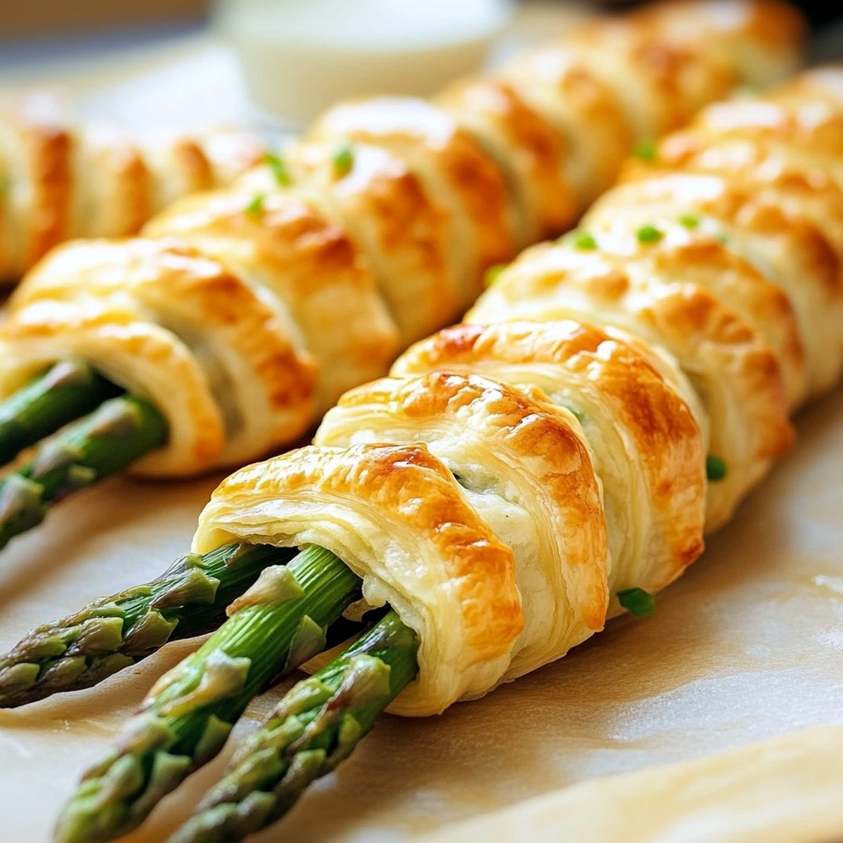 Making Asparagus Wrapped In Puff Pastry