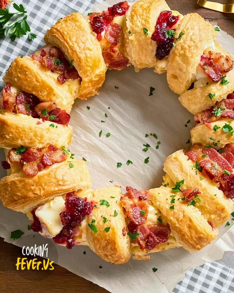 Preparing Bacon Brie Crescent Wreath