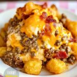 Bacon Cheeseburger Tater Tot Casserole Plate