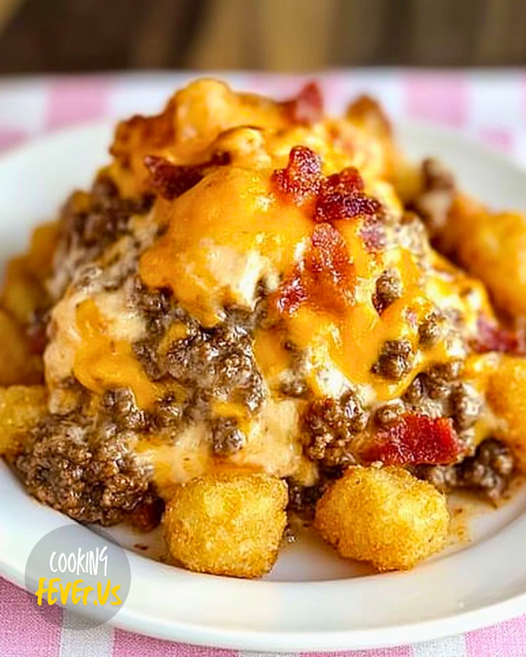 Bacon Cheeseburger Tater Tot Casserole Plate