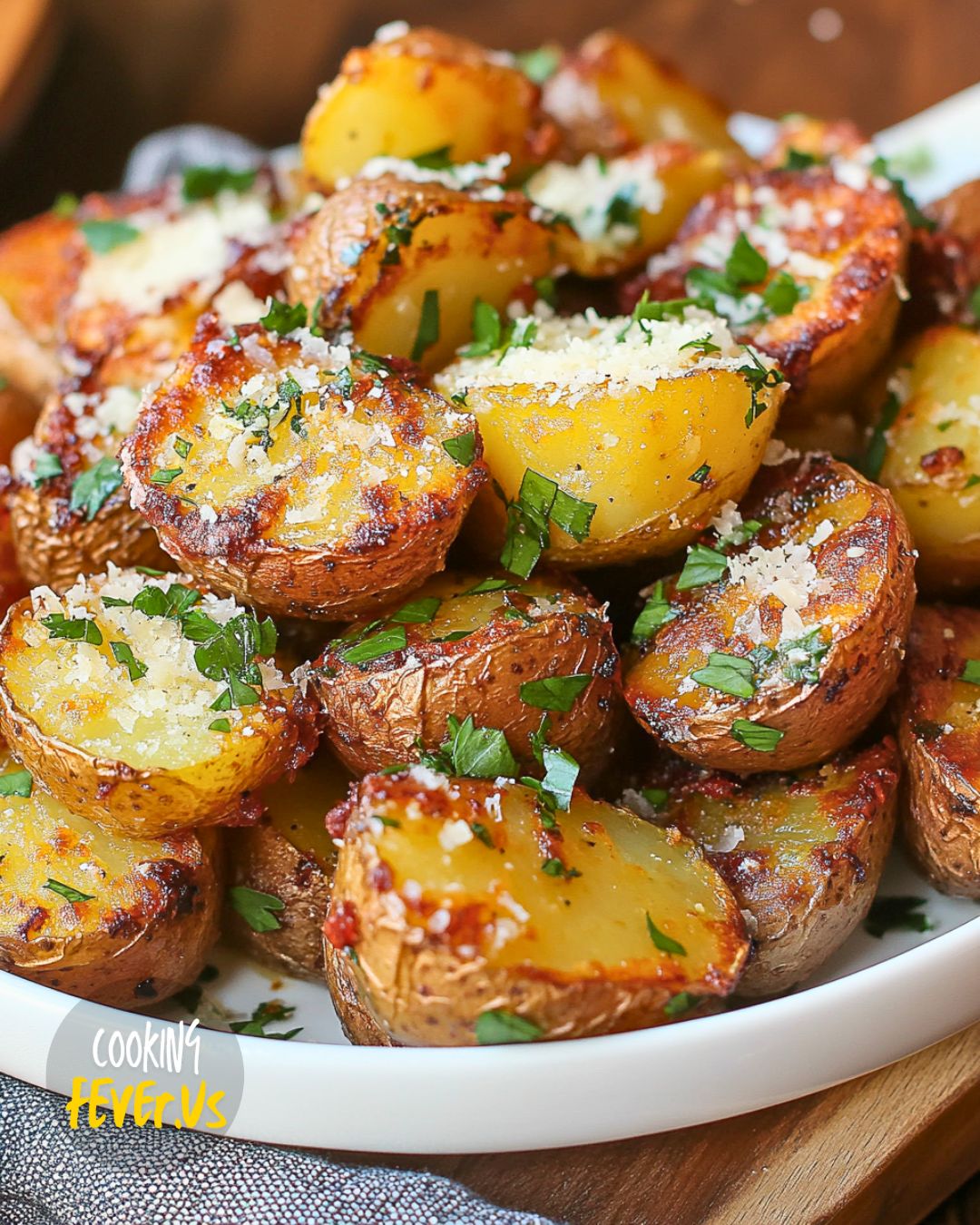 Baked Crispy Parmesan Smashed Potatoes Recipe