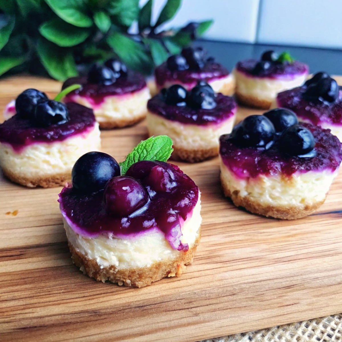 Baked Mini Black Plum Cheesecakes