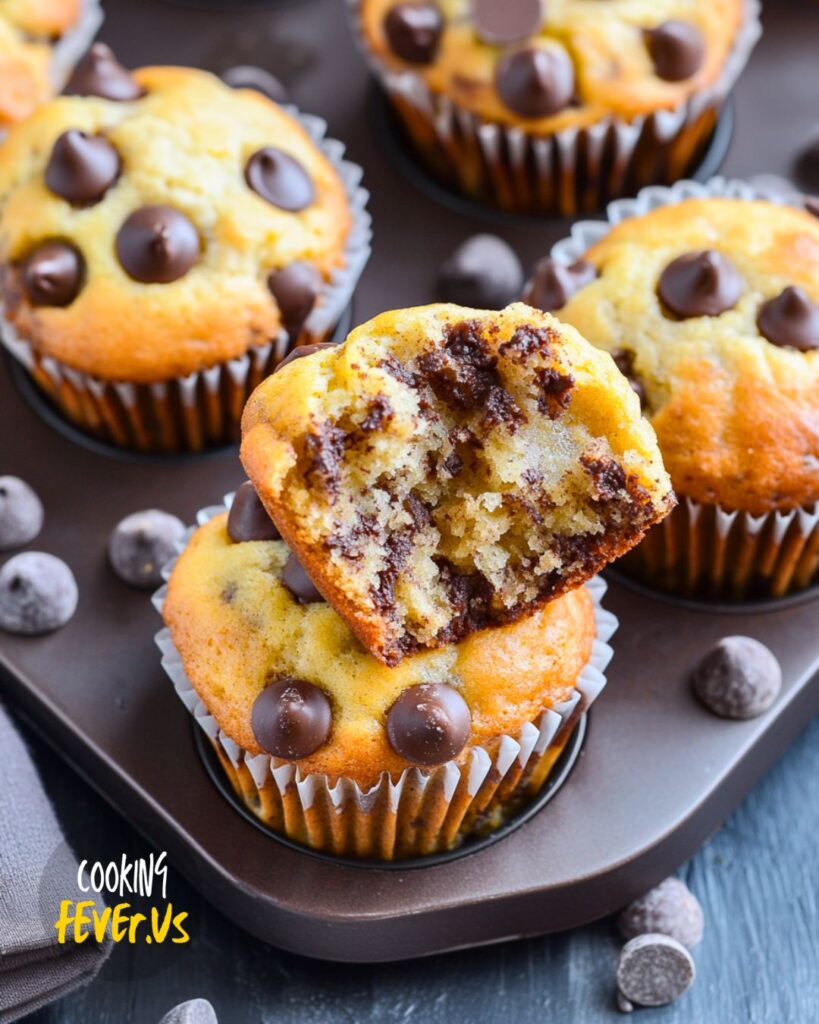 Banana Chocolate Chip Muffins halved