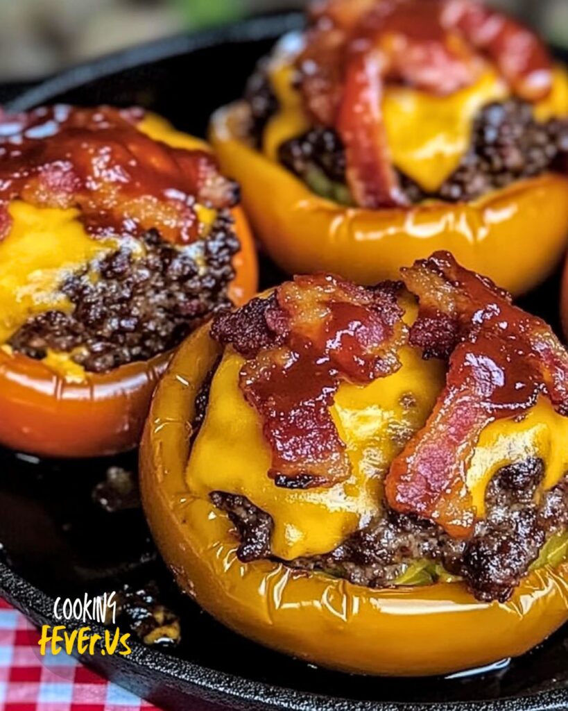 Making Bbq Bacon Cheeseburger Stuffed Peppers