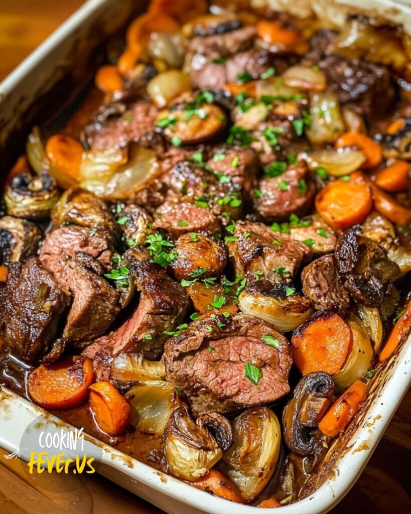 Beef Roast With Caramelized Onions And Mushrooms Recipe