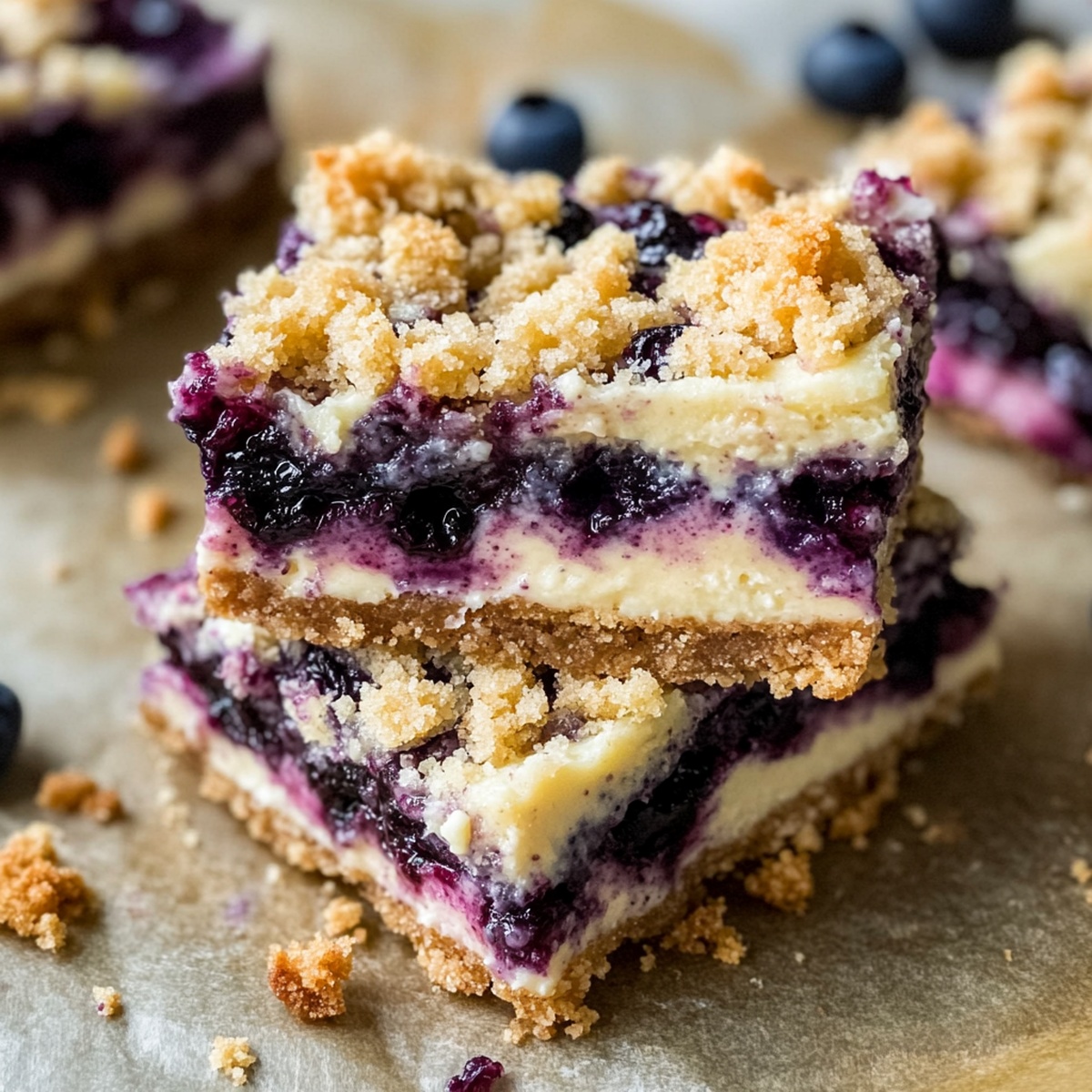 Blueberry Crumble Cheesecake Bars Recipe