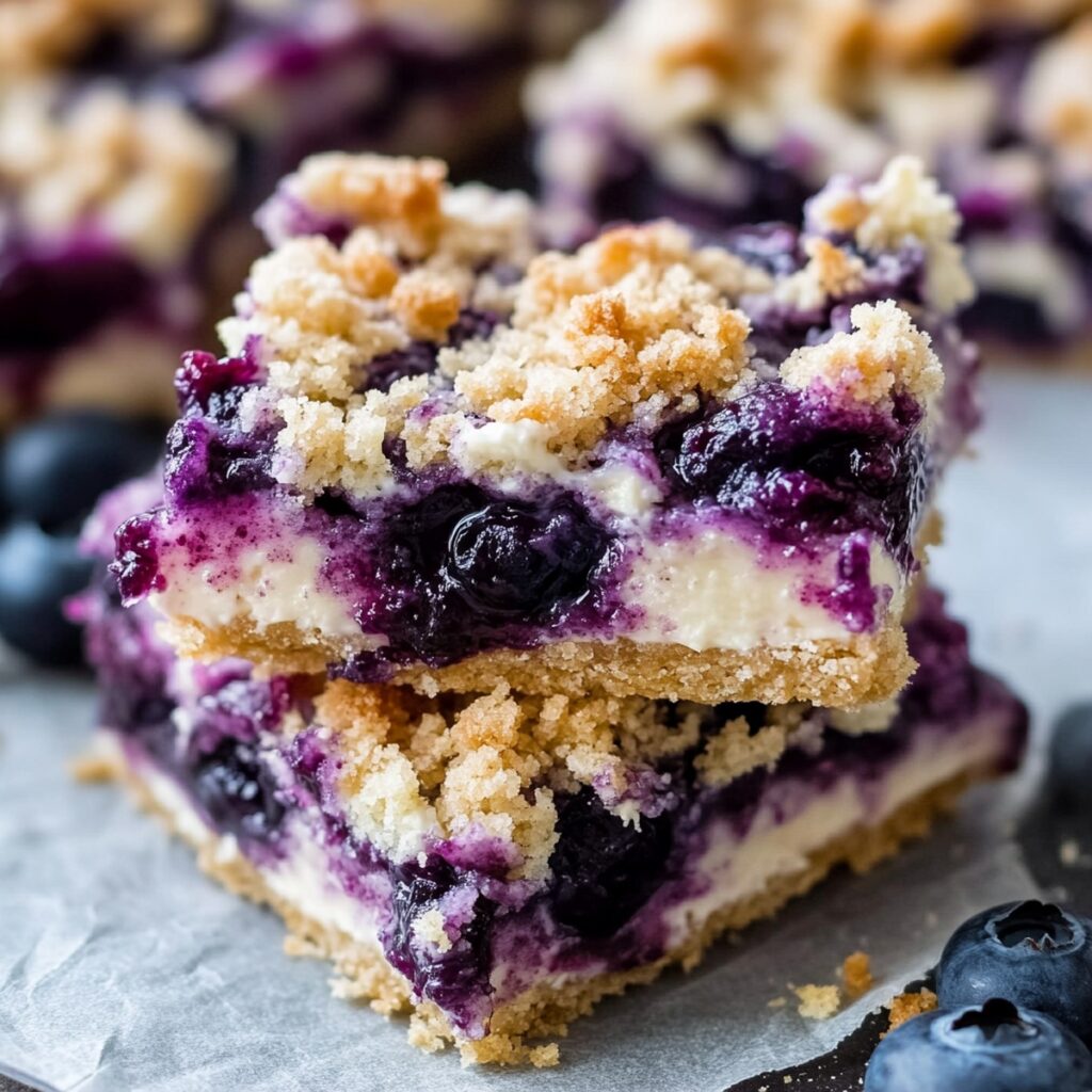 Blueberry Crumble Cheesecake Bars
