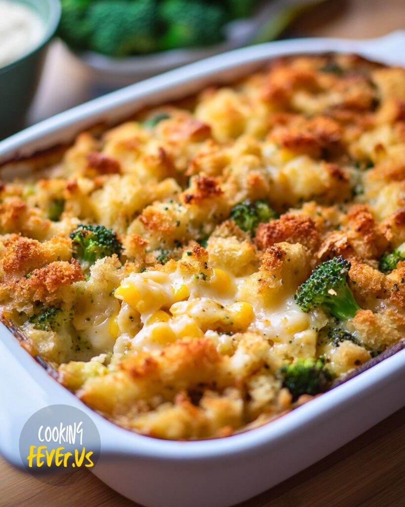 Making Broccoli Cheese Stuffing Casserole