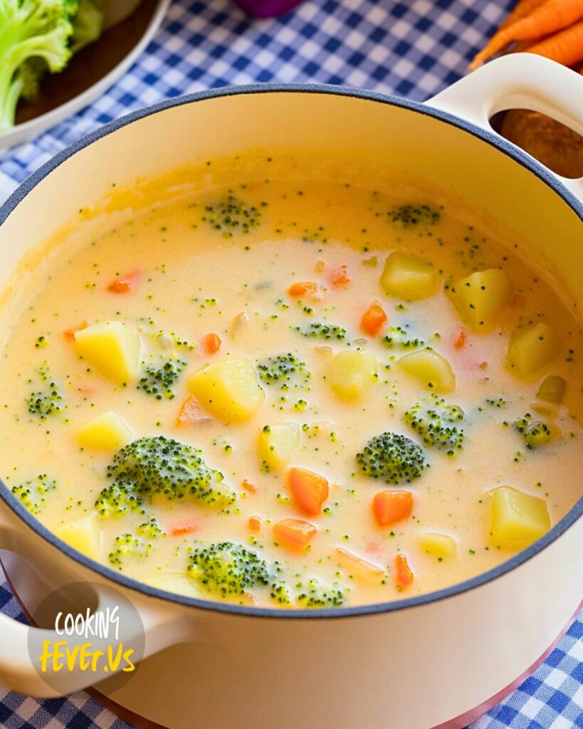 Making Broccoli, Potato & Cheddar Soup