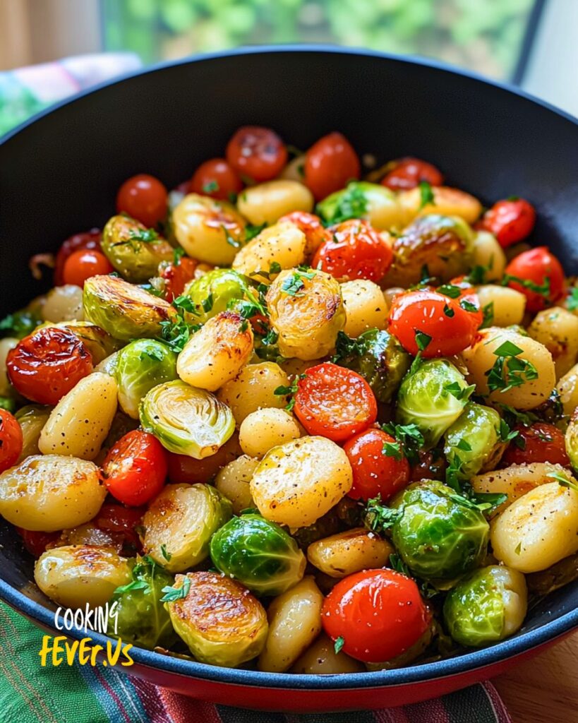 Making Brussels Sprouts, Cherry Tomatoes and Gnocchi