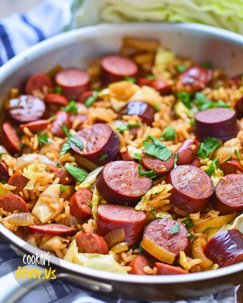 Making Cabbage and Sausage Skillet