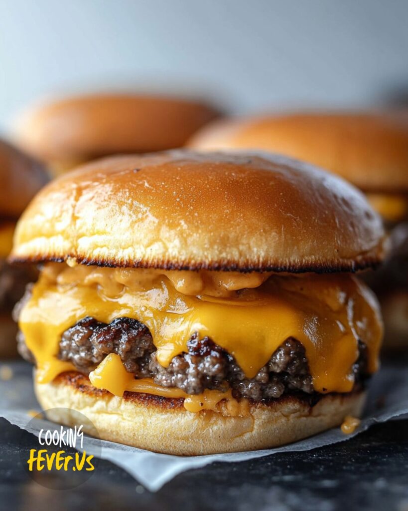 serving Cheddar Cheeseburger Sliders 