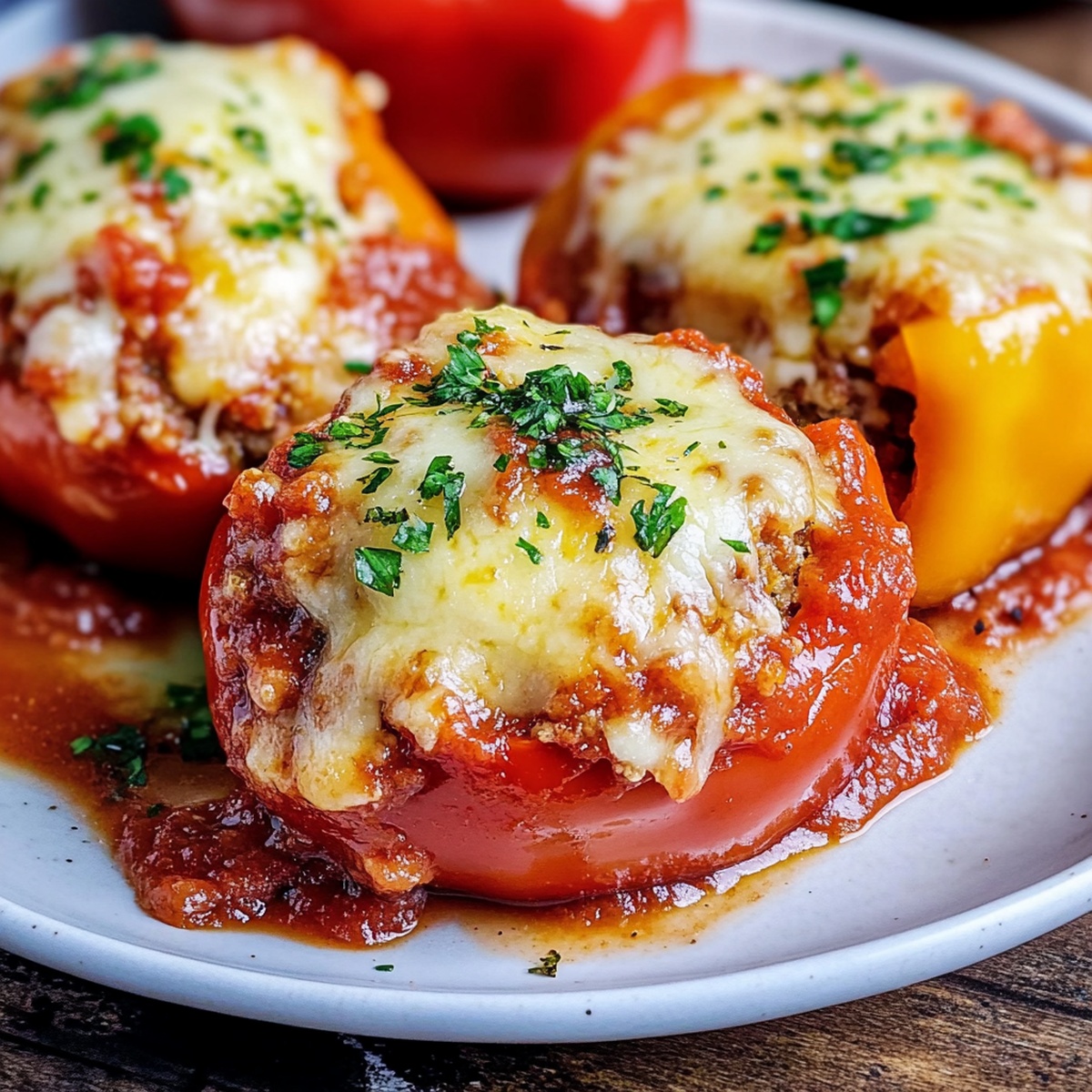 Cheese Stuffed Sweet Peppers With Sauce