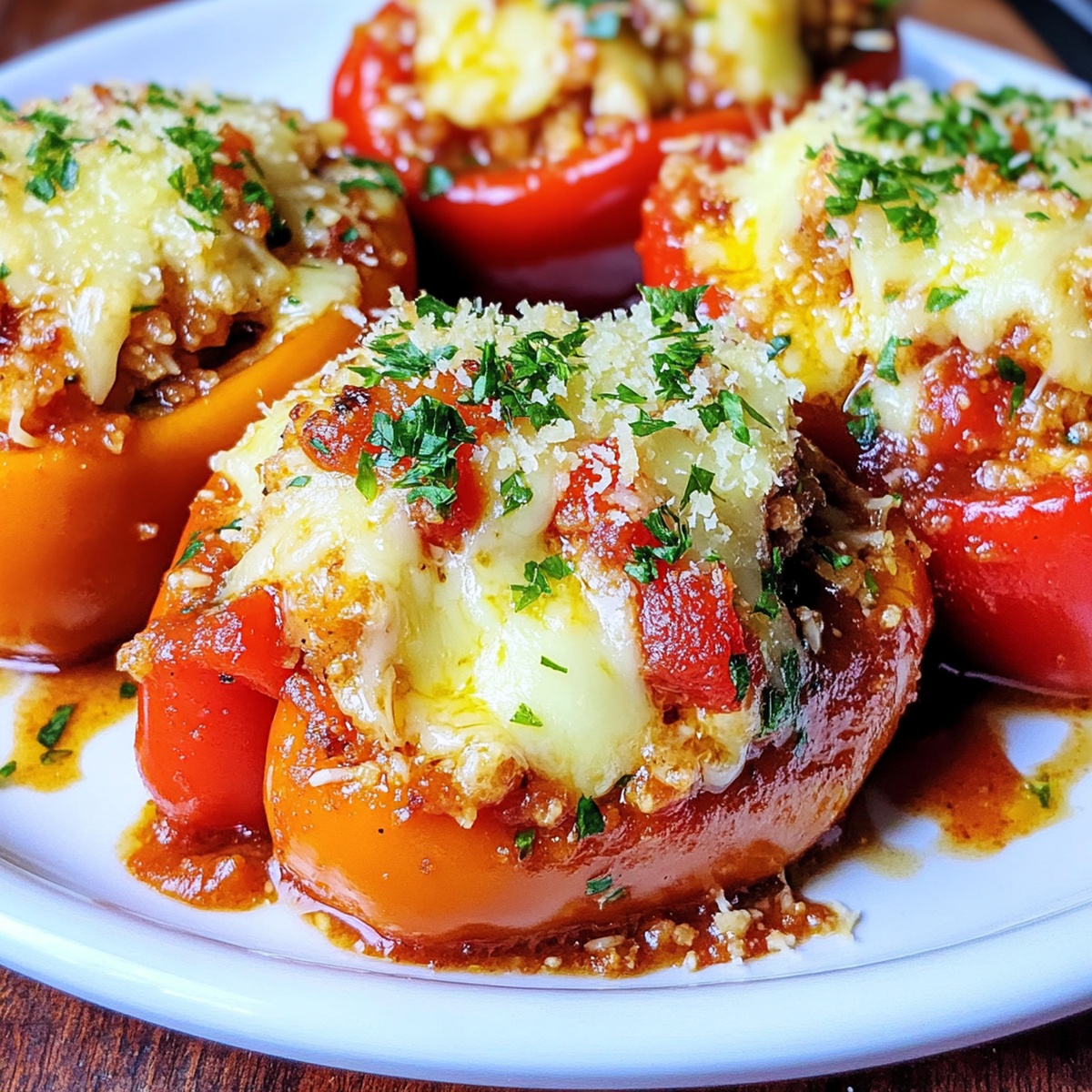 Cheese Stuffed Sweet Peppers With Sauce