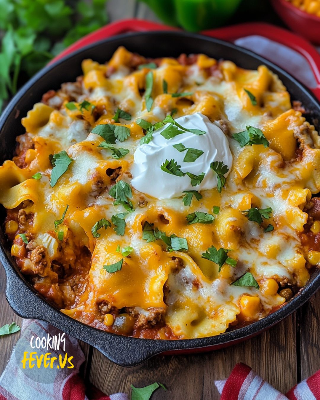 Cheesy Beef Enchilada Tortellini Skillet Recipe