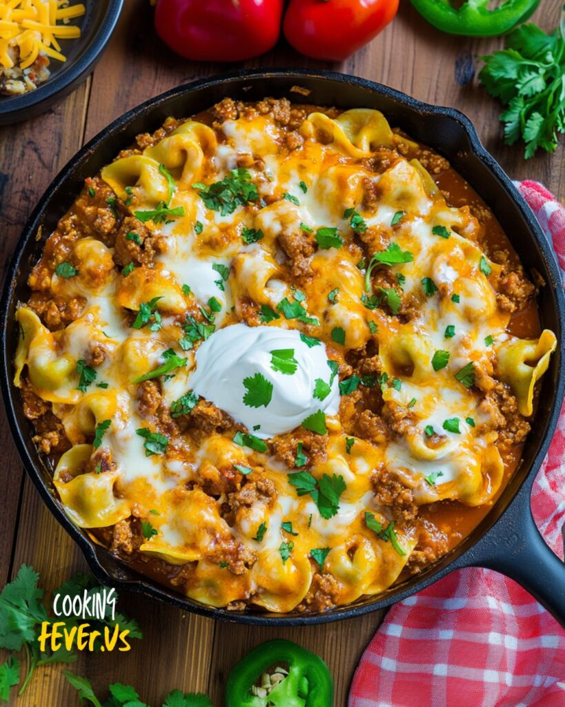 How to prepare Cheesy Beef Enchilada Tortellini Skillet