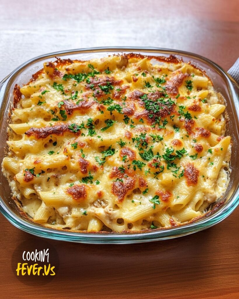 Cheesy Chicken Alfredo Pasta Bake Recipe