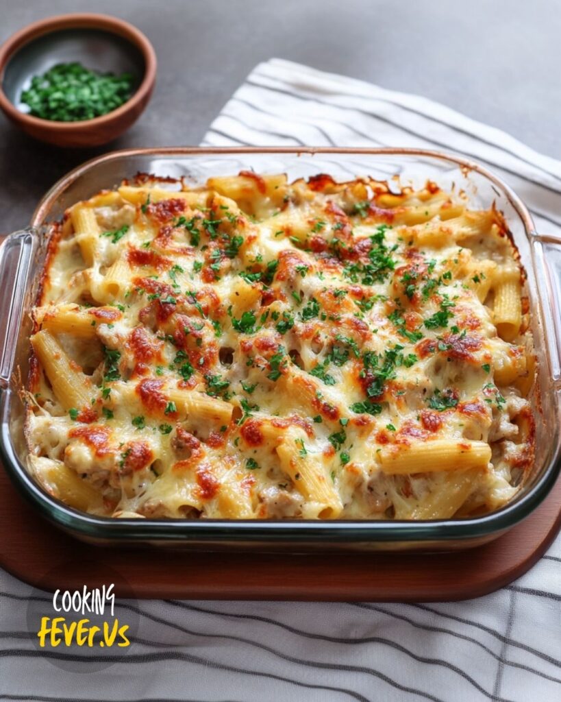 Cheesy Chicken Alfredo Pasta Bake