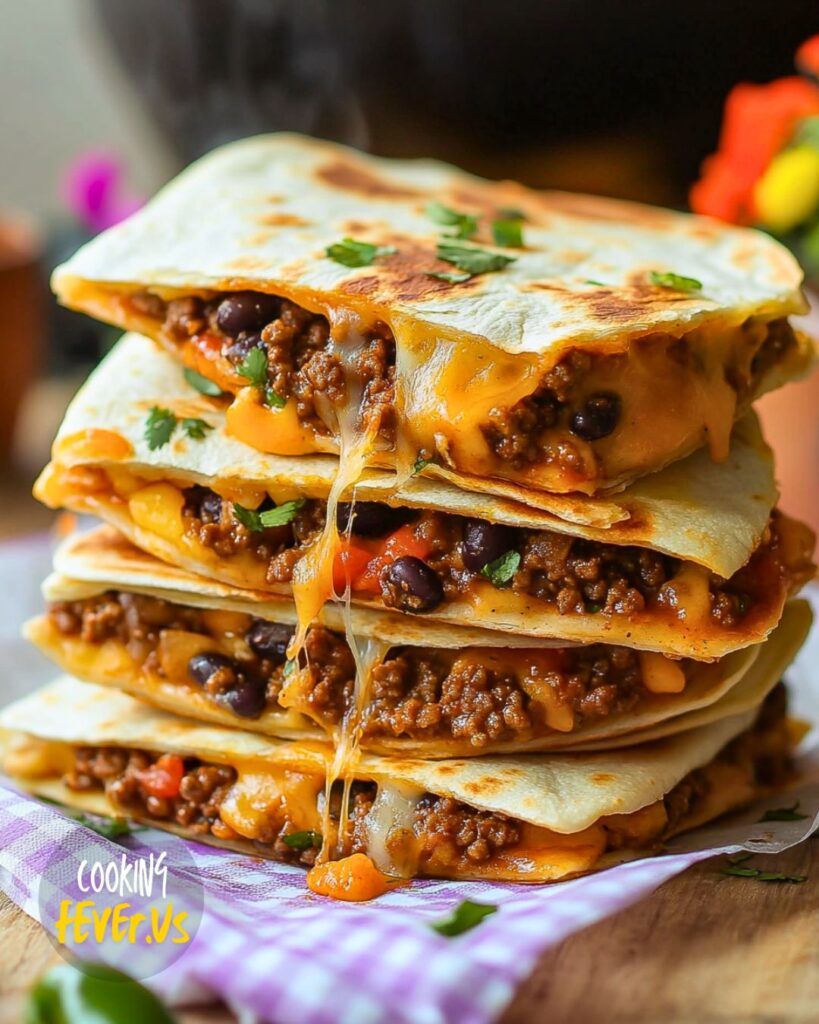 Cheesy Ground Beef Quesadillas Recipe