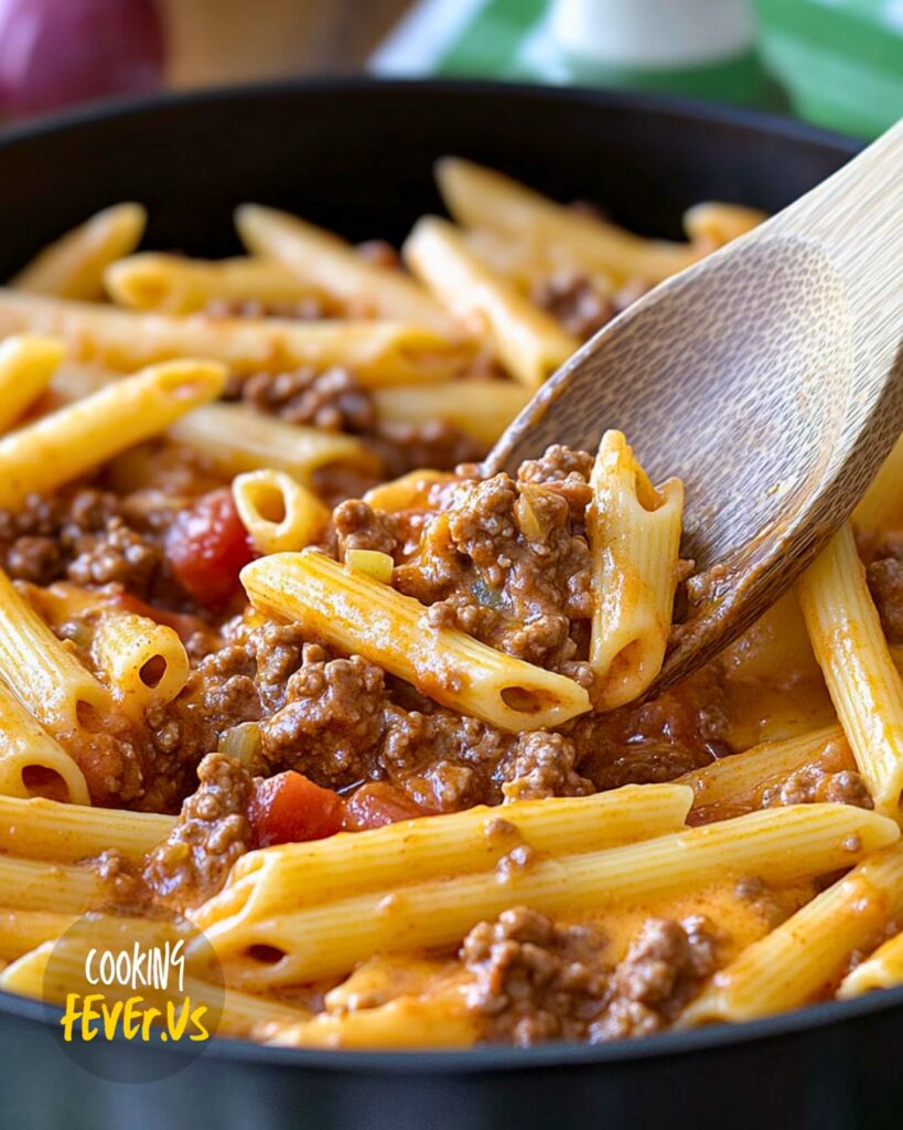 Making Cheesy Penne With Garlic Butter Ground Beef