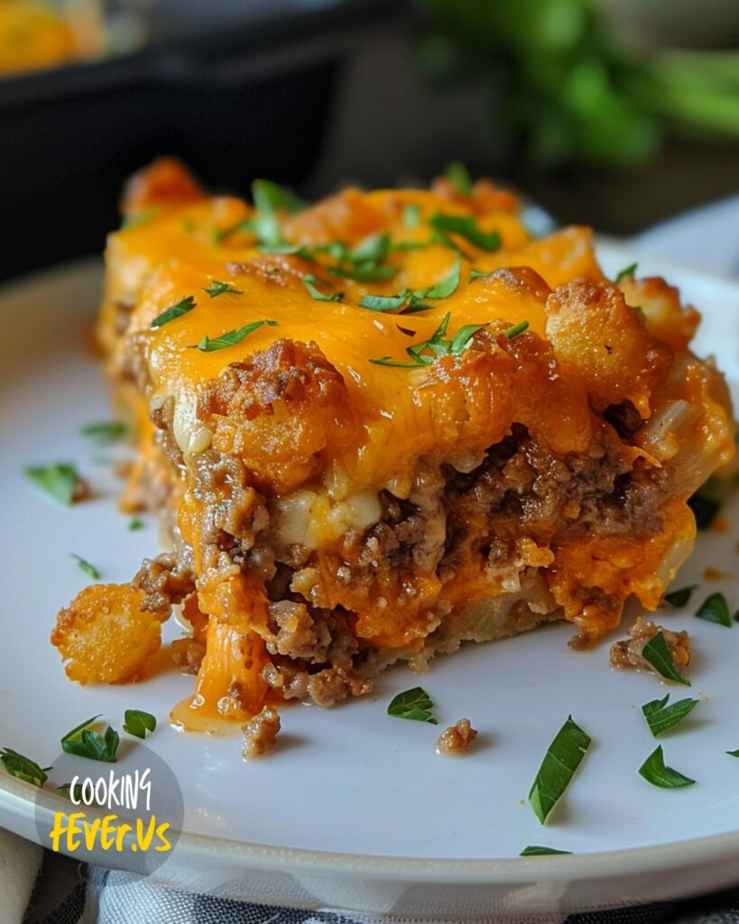 Making Cheesy Tater Tot Meatloaf Casserole