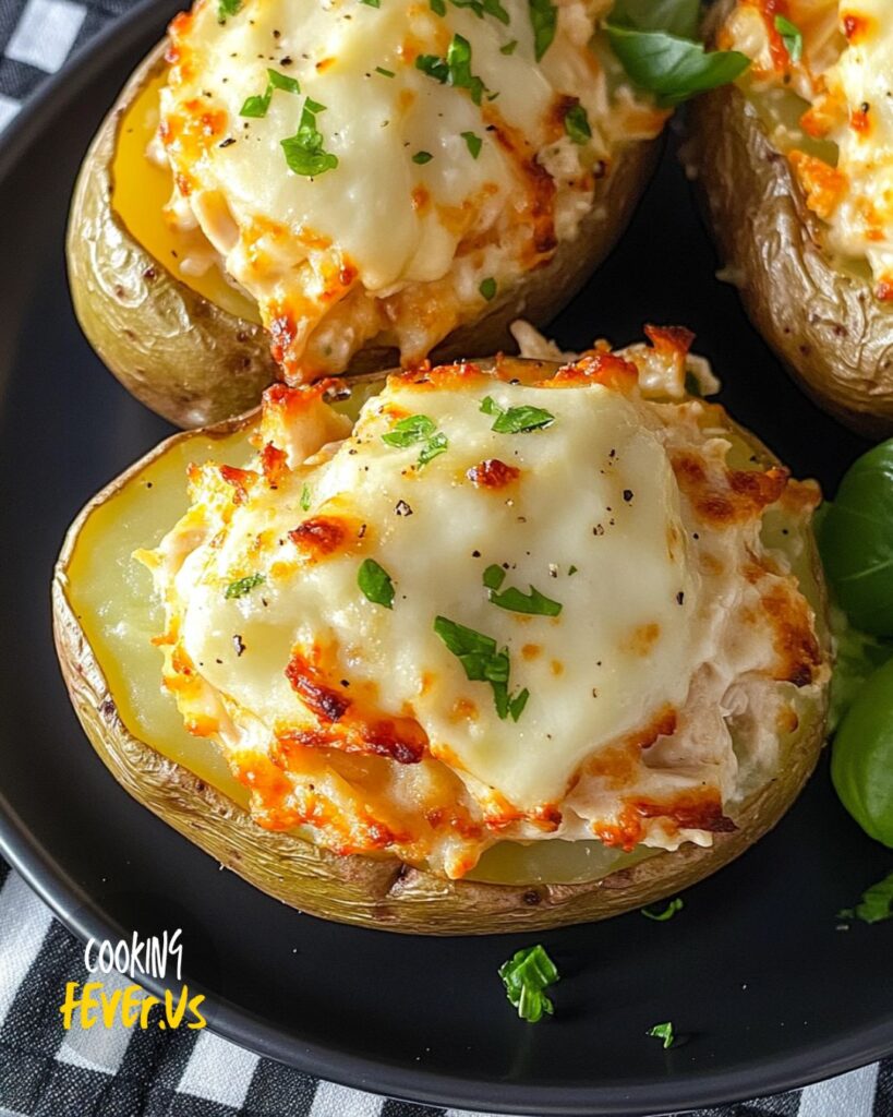 Making Chicken Alfredo Stuffed Potatoes