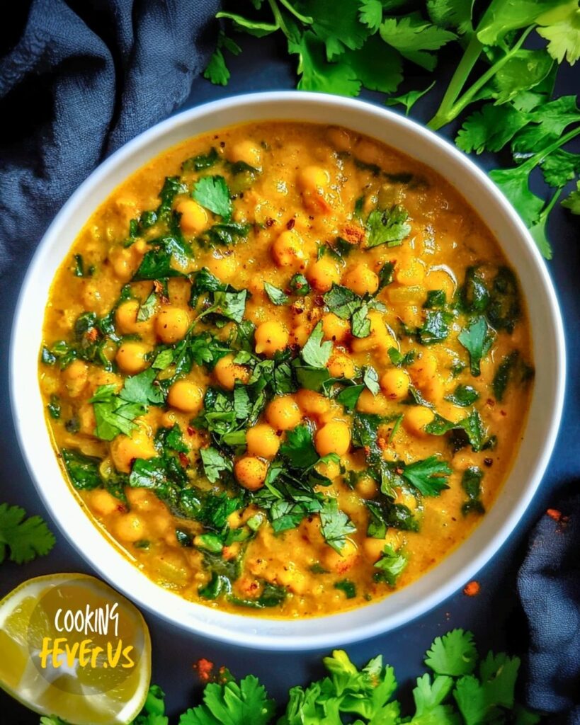 Making Chickpeas Turmeric Soup