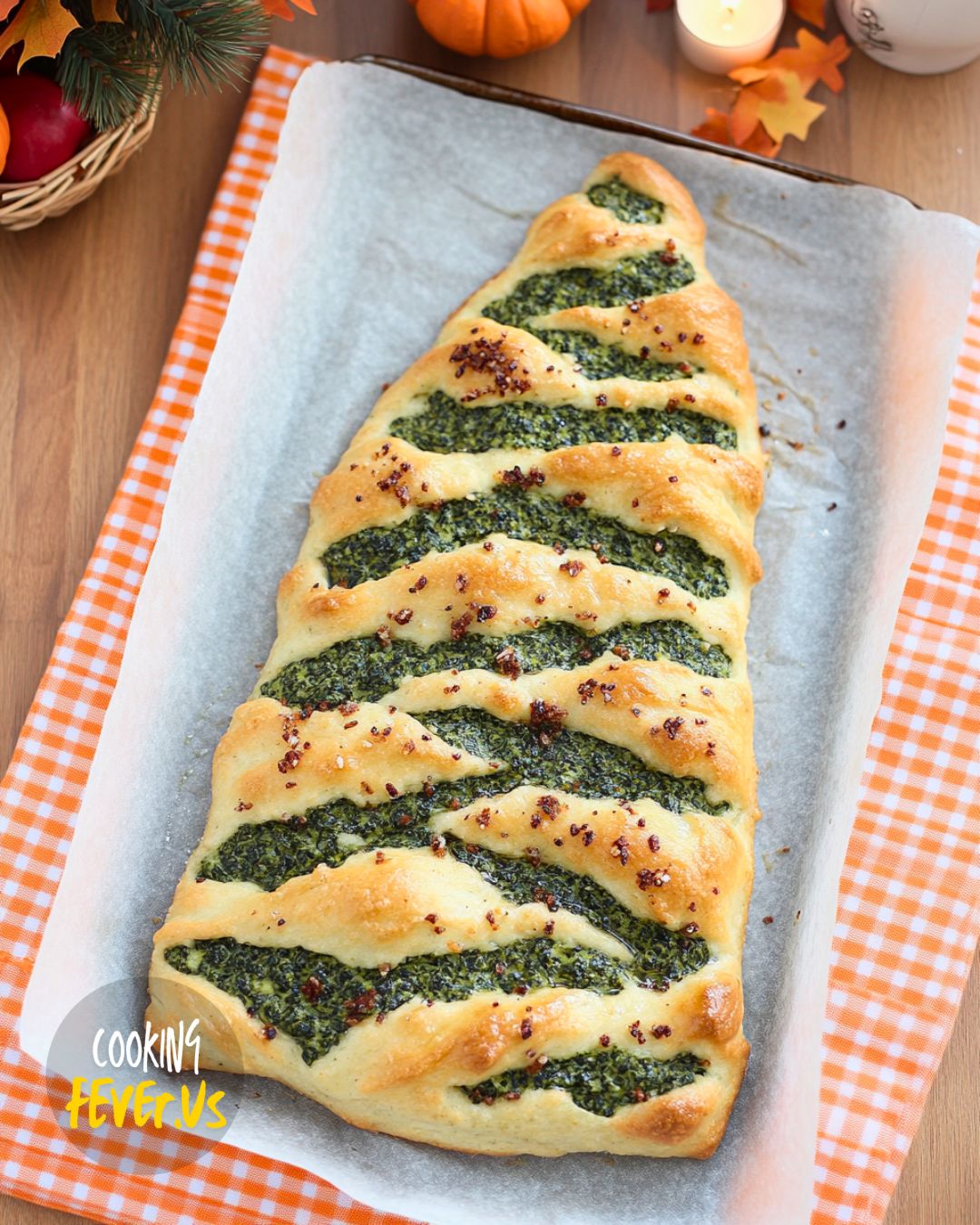 Christmas Tree Spinach Dip Breadsticks Making