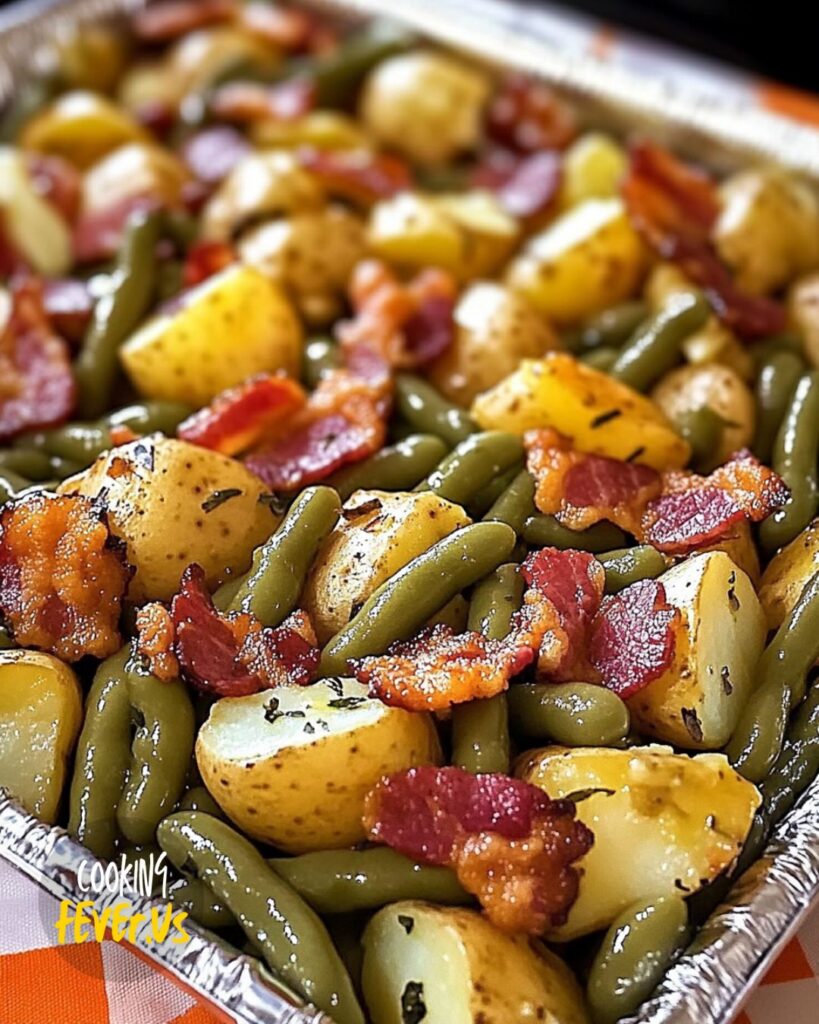 Baking Country Ranch Green Beans 'n Potatoes with Bacon