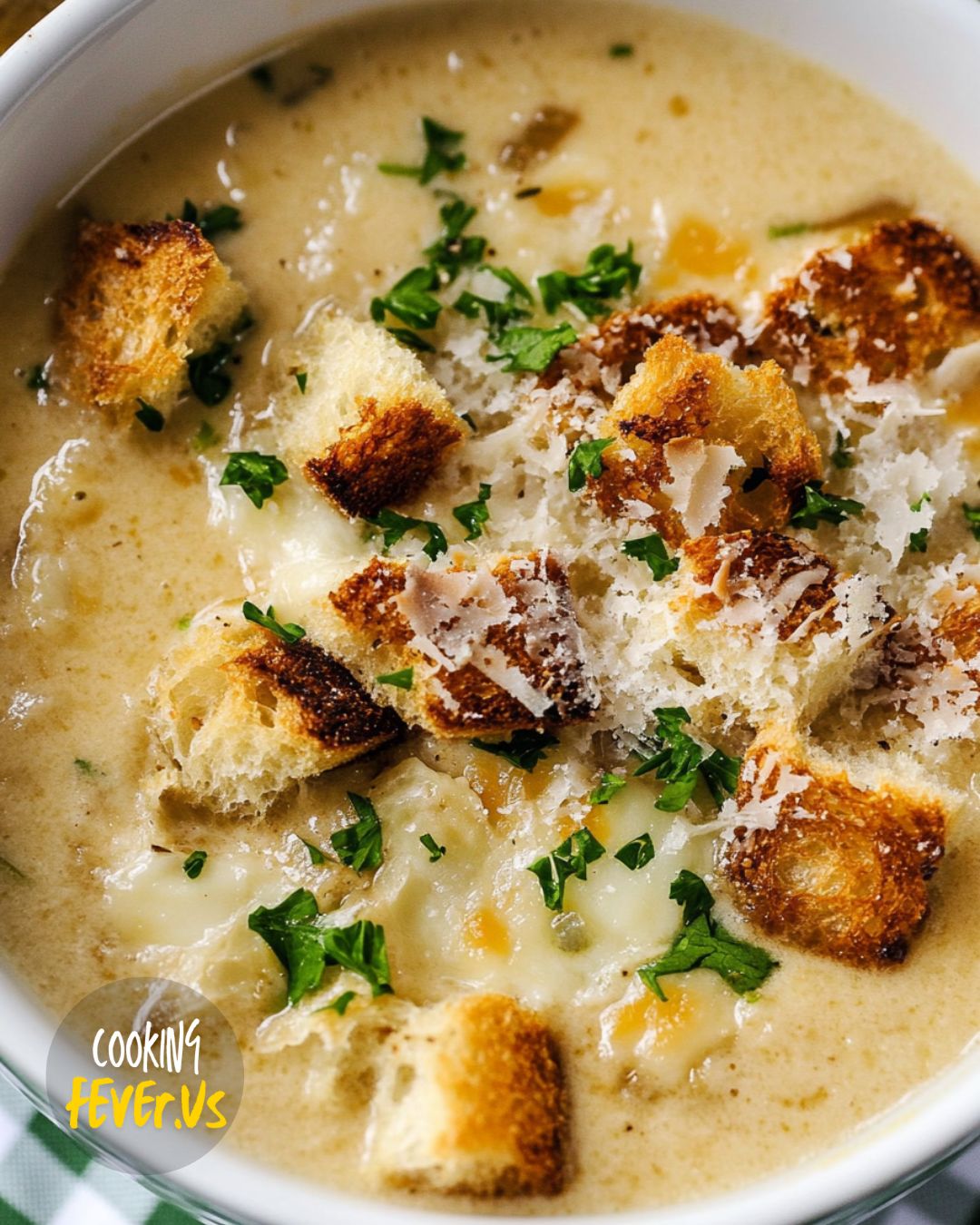 Making Creamy Garlic Soup