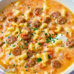 Making Creamy Parmesan Italian Sausage Soup