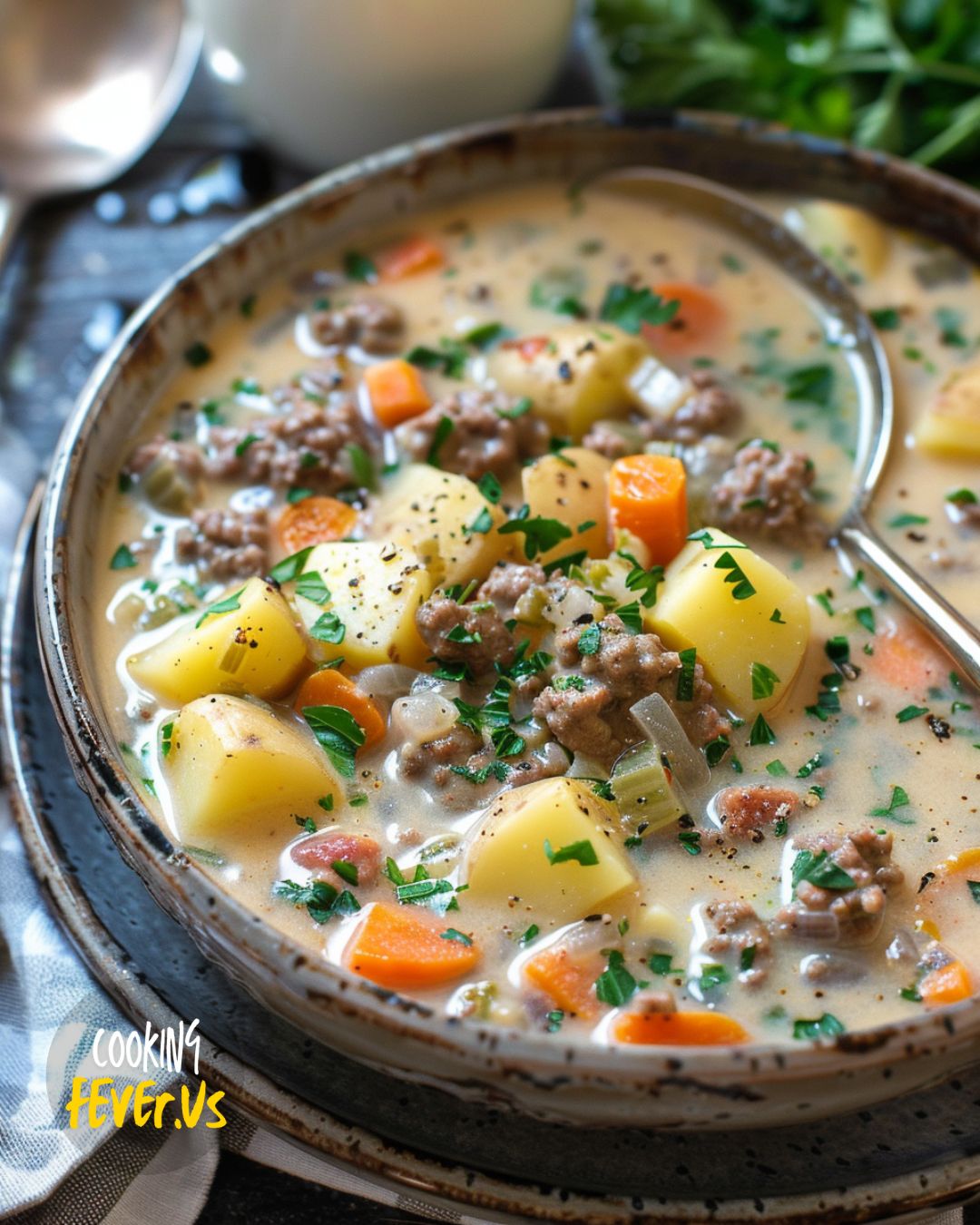 Creamy Potato & Hamburger Soup Recipe