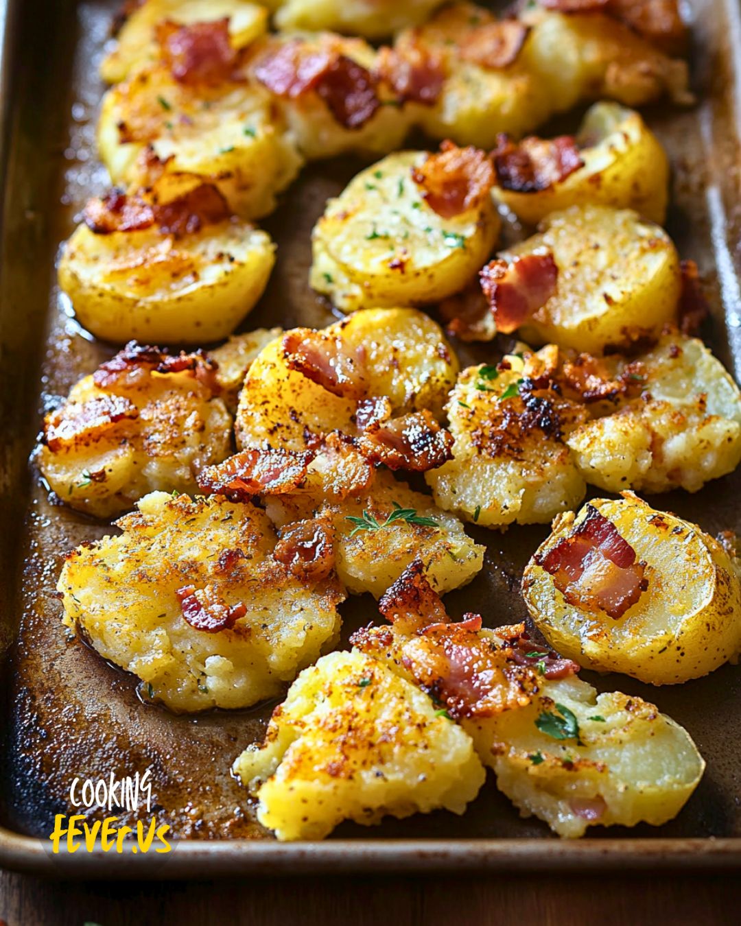 Crispy Smashed Potatoes with Bacon Vinaigrette Recipe