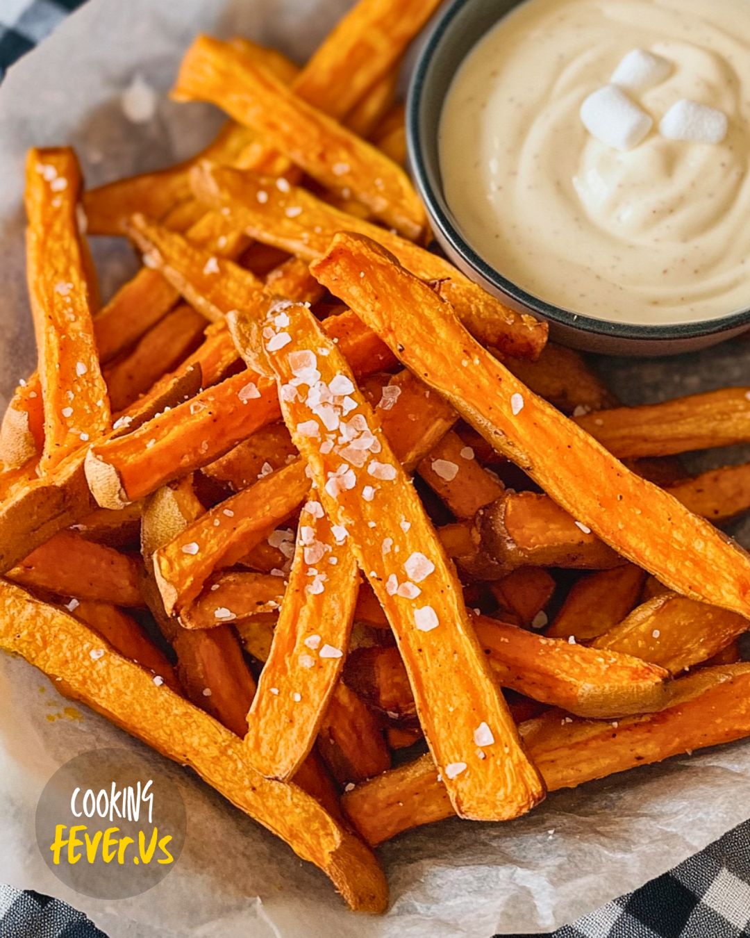 Crispy Sweet Potato Fries with Marshmallow Dip