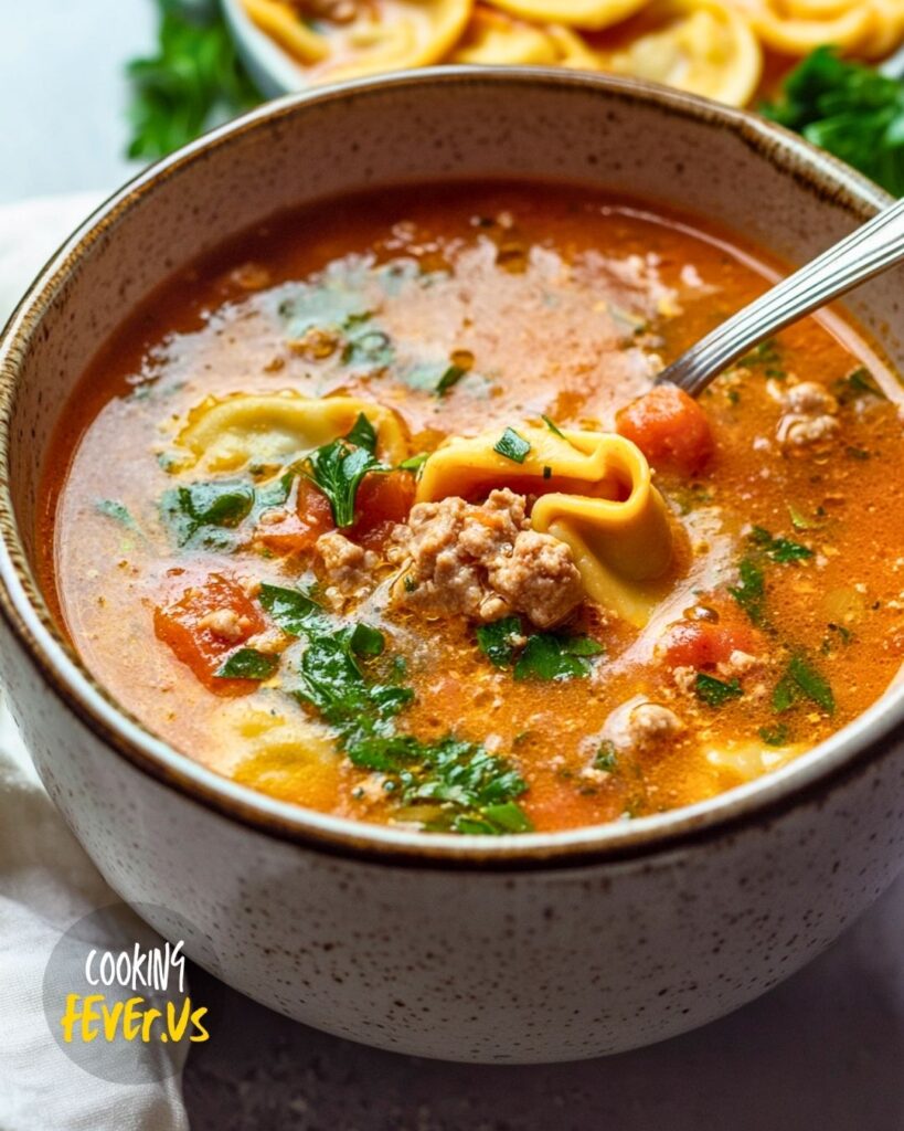 Preparing Crockpot Italian Sausage Tortellini Soup