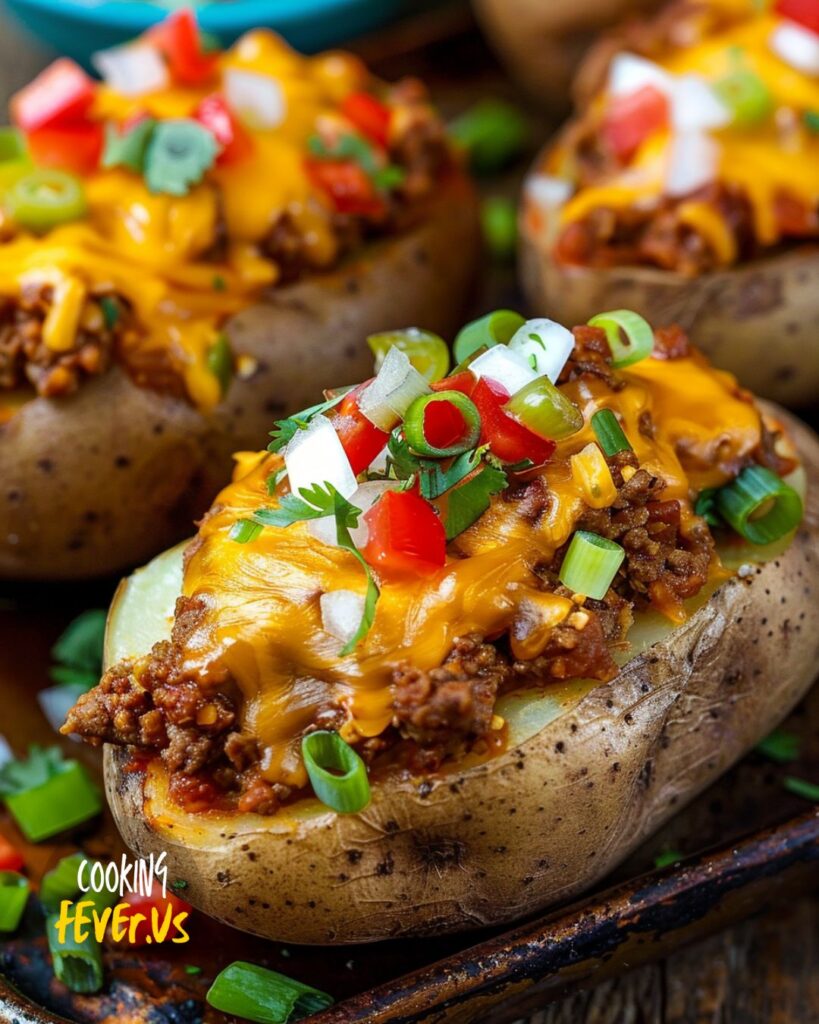 Making Double Stuffed Taco Potatoes