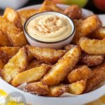 Fried Apple Wedges Recipe with dipping sauce