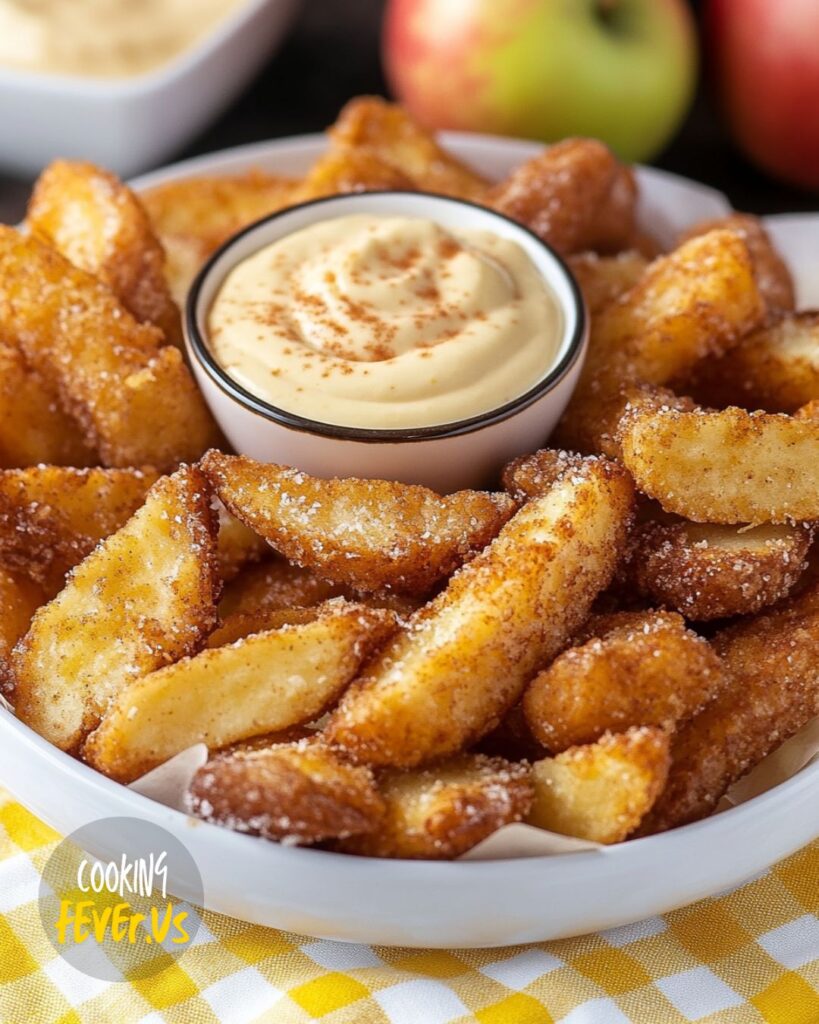 Fried Apple Wedges Recipe with dipping sauce