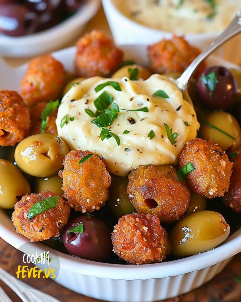 Making Fried Olives with Garlic Aioli