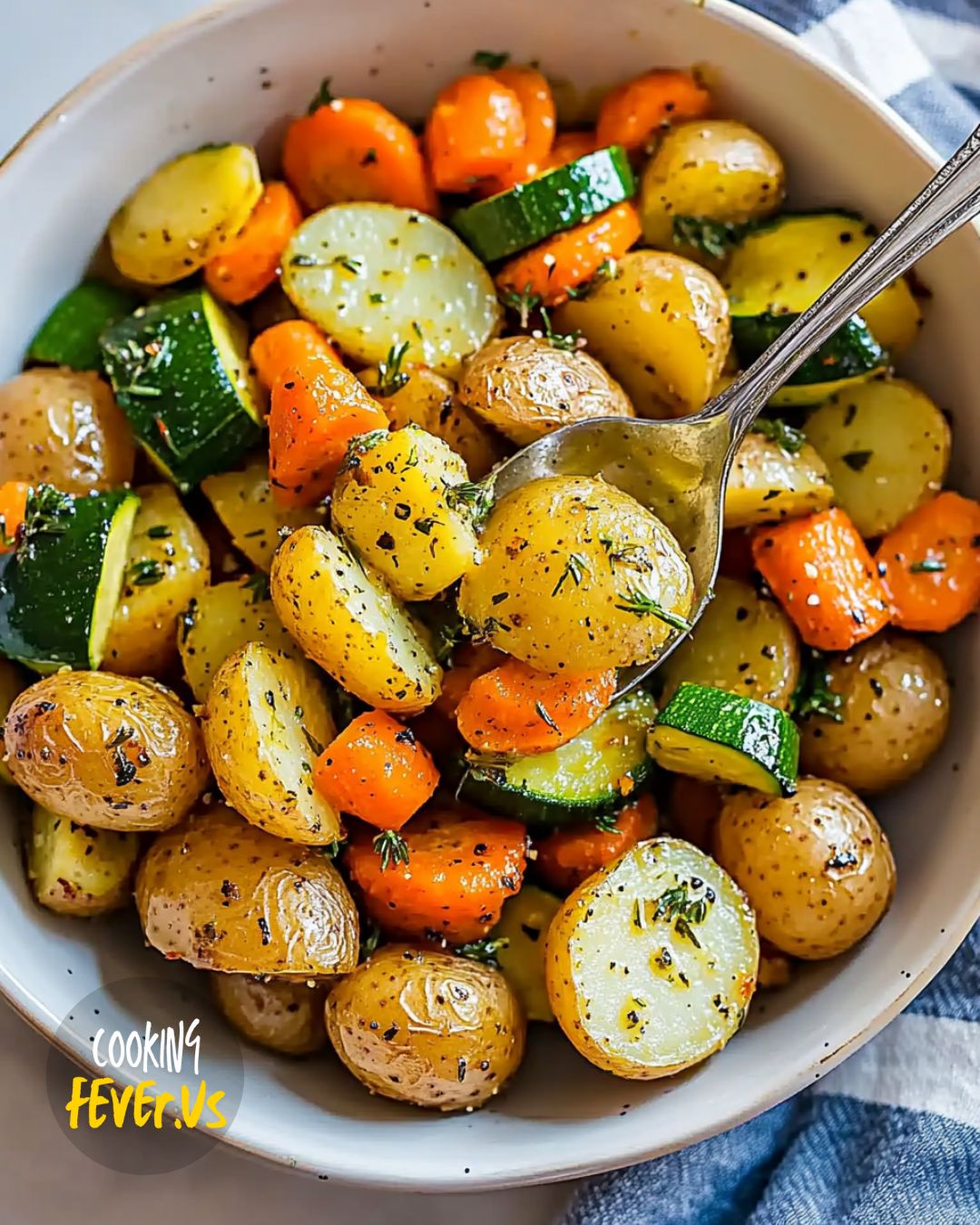 Garlic Herb Roasted Potatoes, Carrots, and Zucchini Recipe