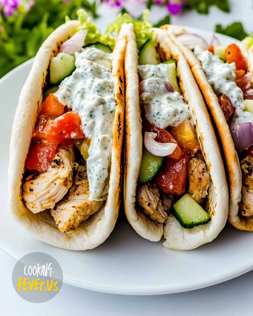 Greek Chicken Gyros with Cucumber Tzatziki Sandwich