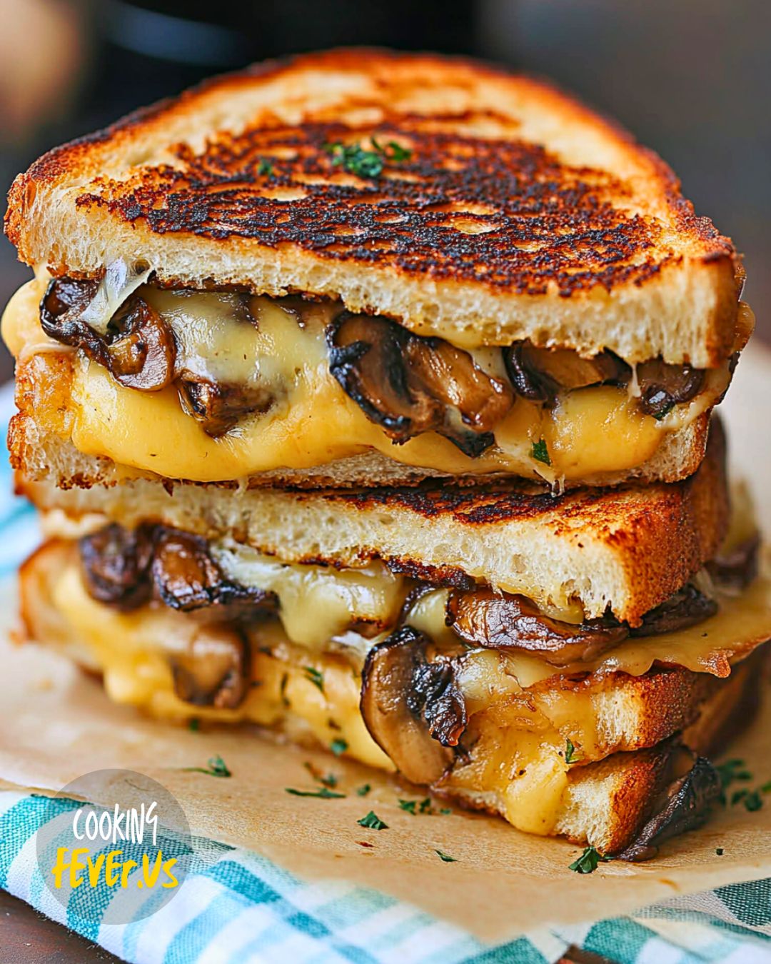 Grilled Cheese with Gouda, Roasted Mushrooms and Onions
