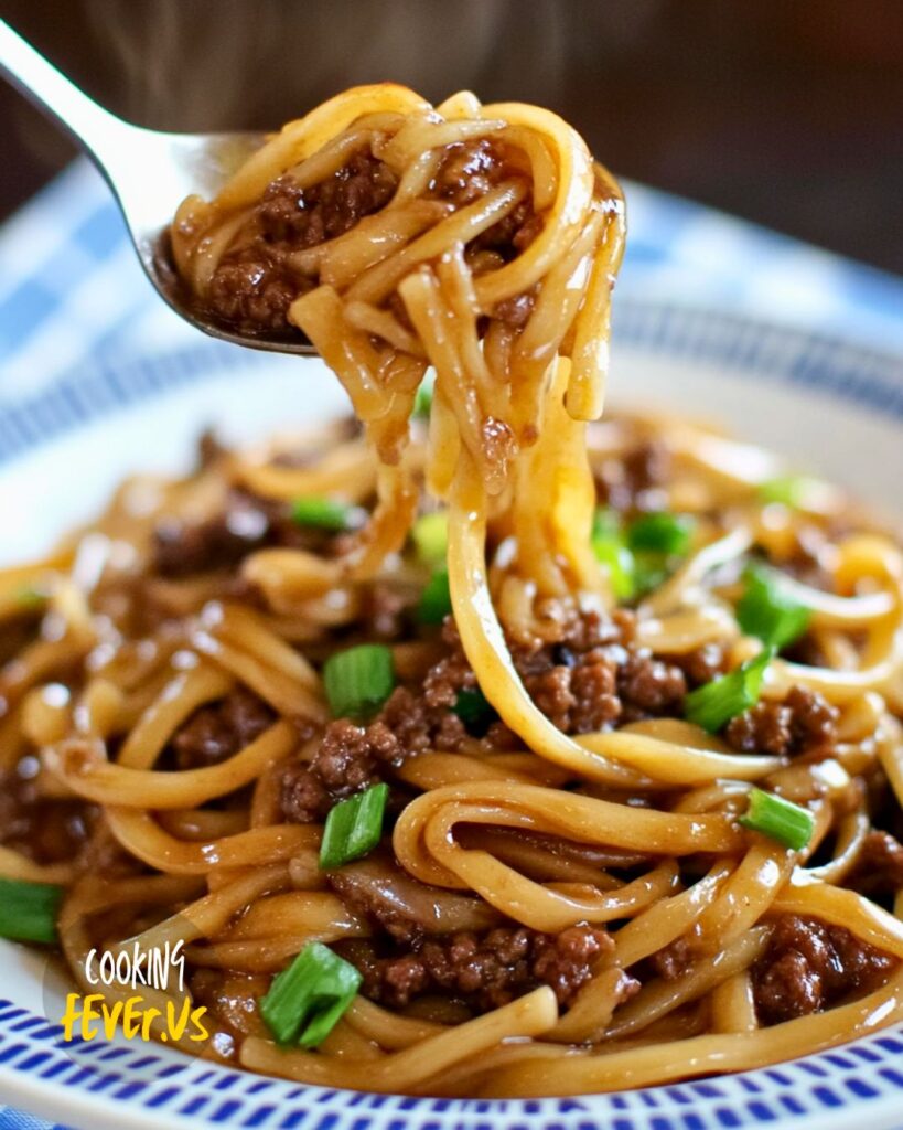 Mongolian Ground Beef Noodles Recipe