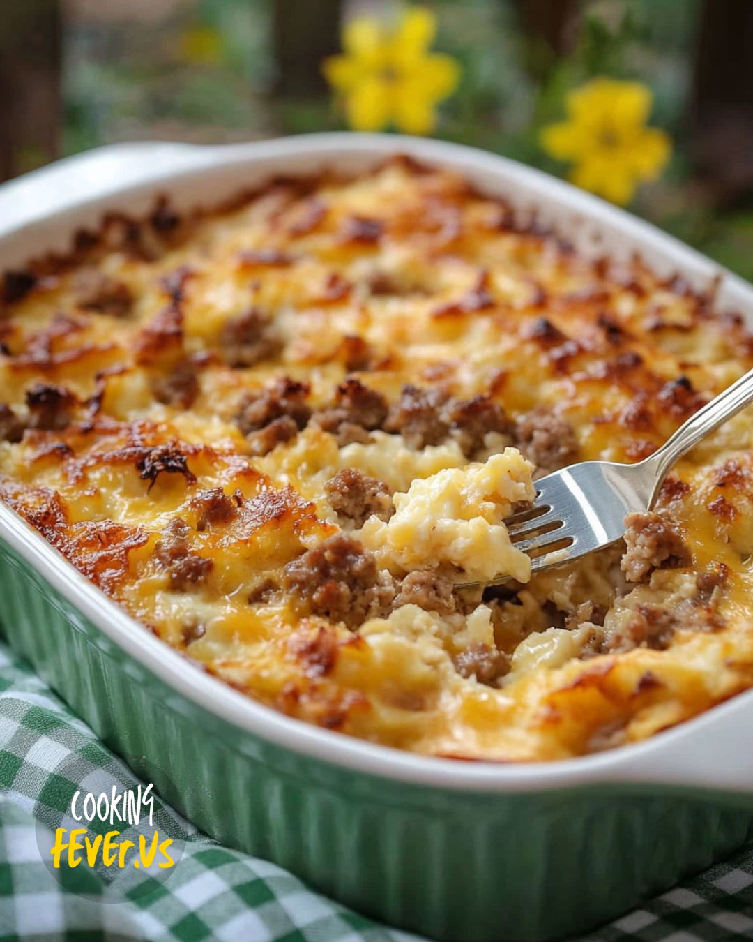 Making Sausage Hashbrown Breakfast Casserole