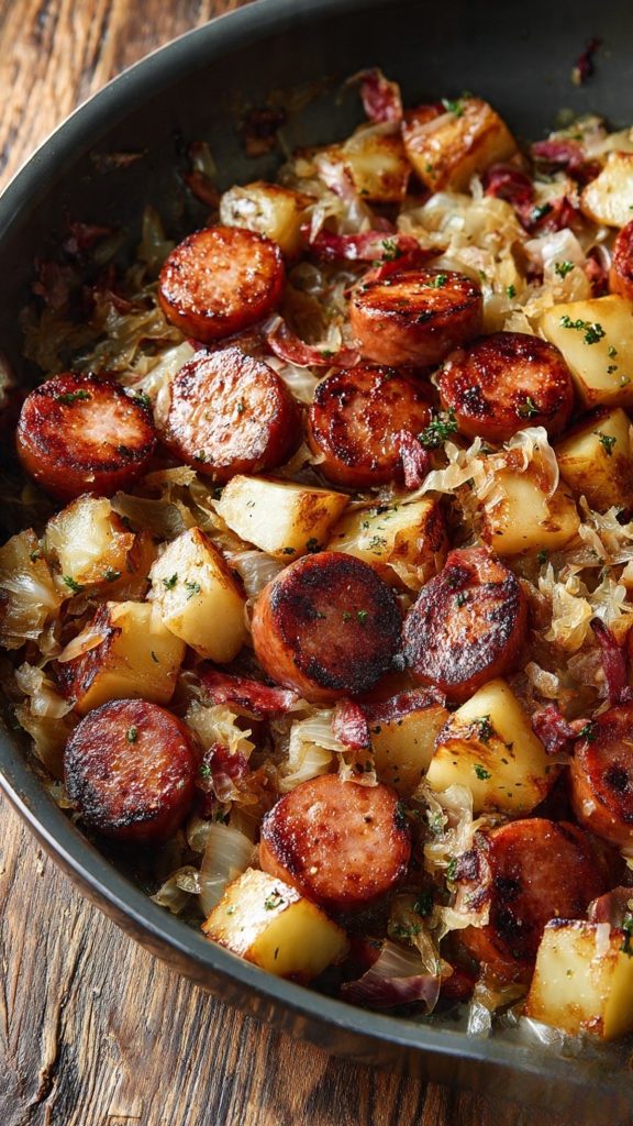 Sausage with Sauerkraut and Potatoes