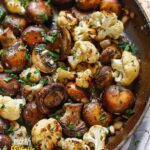 Skillet Butter and Garlic Mushrooms and Cauliflower Recipe