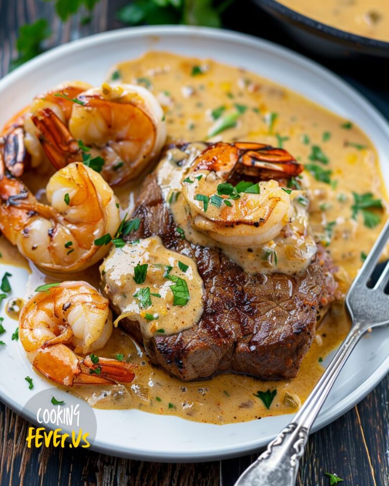 Steak in Creamy Cajun Shrimp Sauce