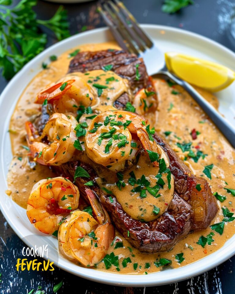 Steak in Creamy Cajun Shrimp Sauce